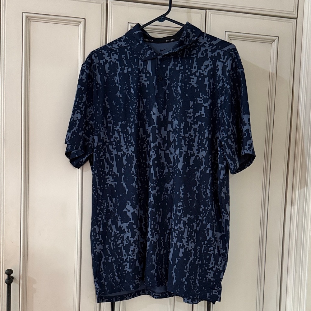 Nike Golf dri fit polo Digital Camo Men's Shirt Large blue